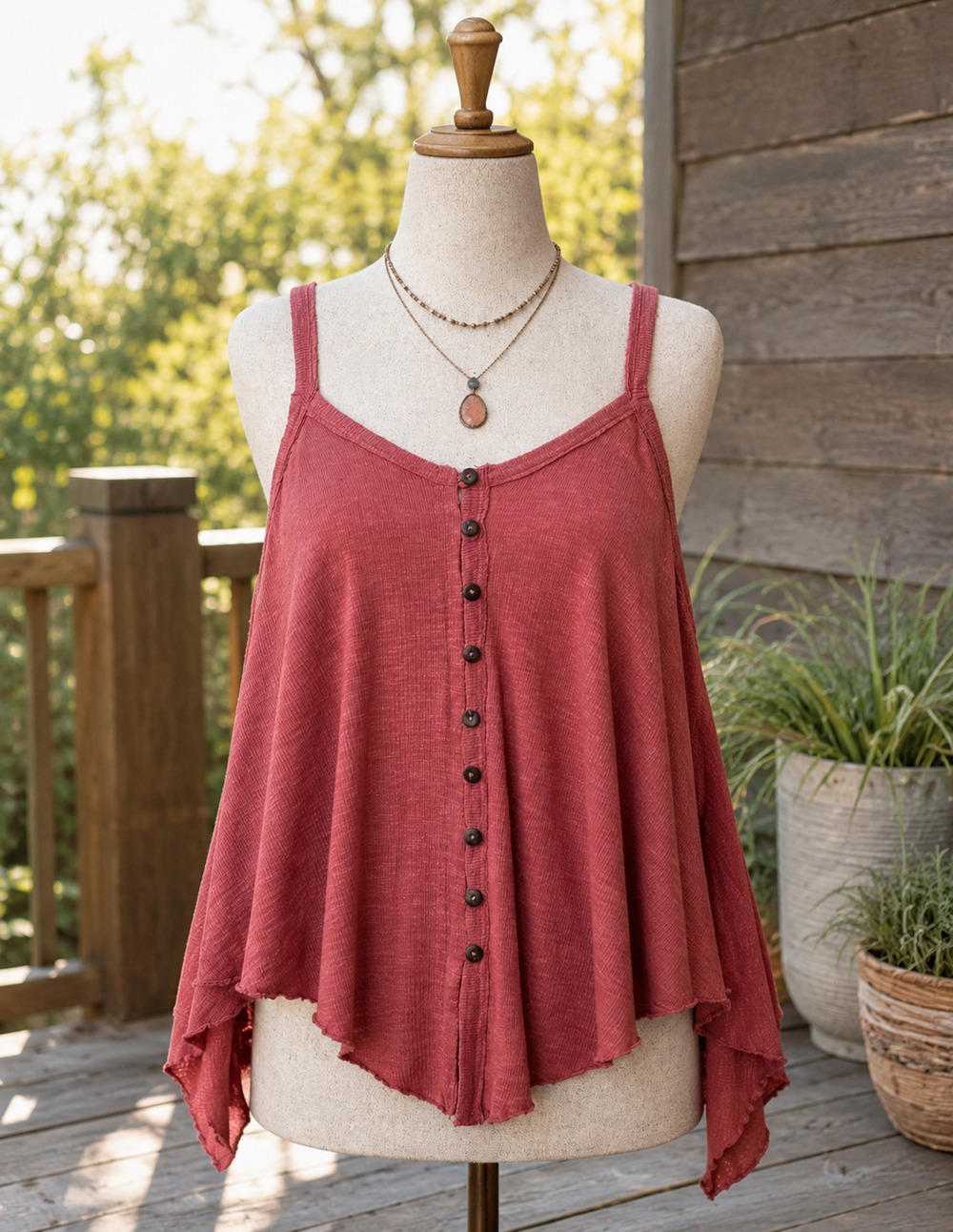 NWT Free People Dream Weaver Tank Top S Rosette Pink Button Front Boho